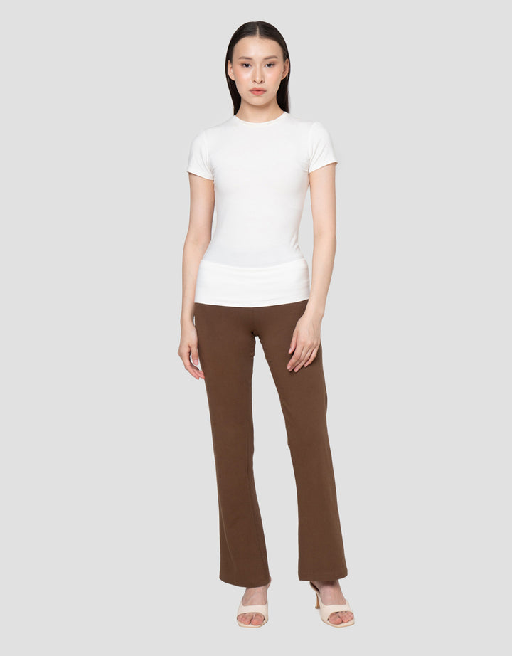 Nevada Rib Flared Pants W/ Folded Waist Celana Panjang Wanita