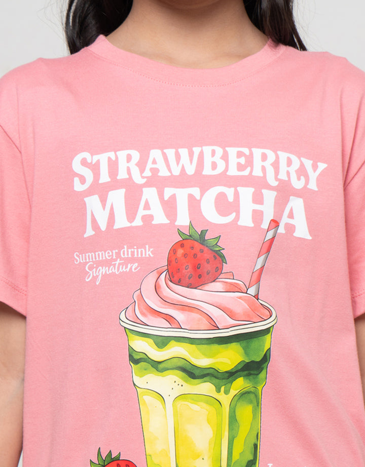 Nevada Sablon Dtf Matcha Kaos Anak Perempuan