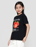 Nevada Sablon Strawberry Fruit Kaos Anak Perempuan