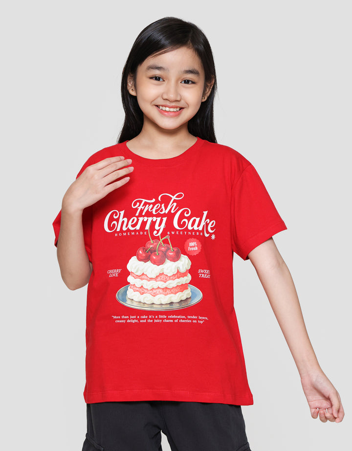 Nevada Sablon Cherry Fruit Kaos Anak Perempuan