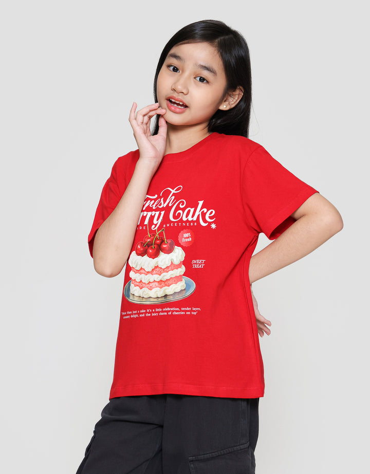 Nevada Sablon Cherry Fruit Kaos Anak Perempuan