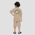 Little M Fox Outdoor Camp Back Print Pakaian Setelan Anak Laki-laki
