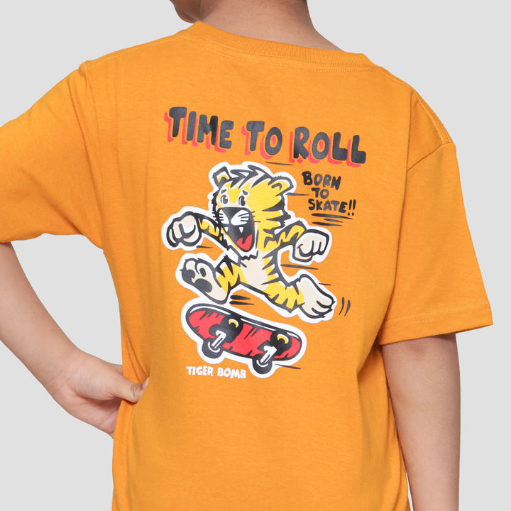 Little M Tiger Born To Skate Back Print Pakaian Setelan Anak Laki-laki