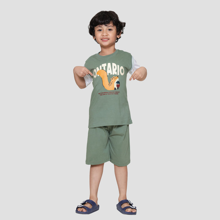 Little M Tupai Ontario Manset Pakaian Setelan Anak Laki-laki