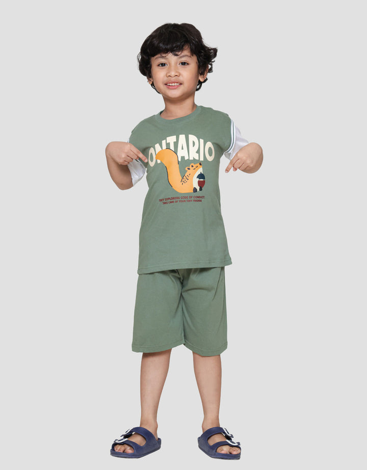 Little M Tupai Ontario Manset Pakaian Setelan Anak Laki-laki