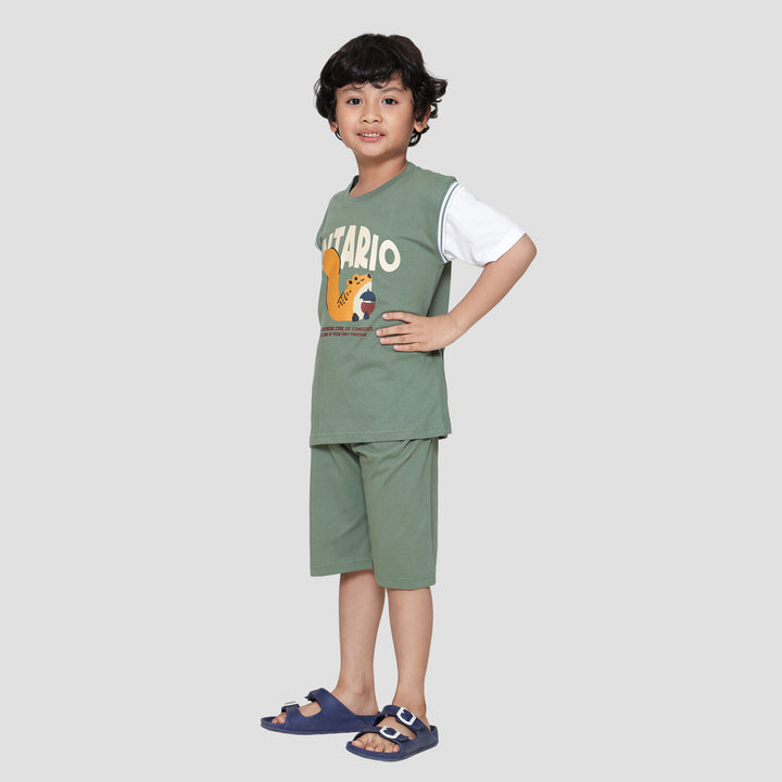 Little M Tupai Ontario Manset Pakaian Setelan Anak Laki-laki