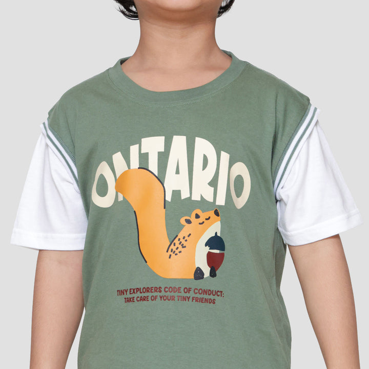 Little M Tupai Ontario Manset Pakaian Setelan Anak Laki-laki