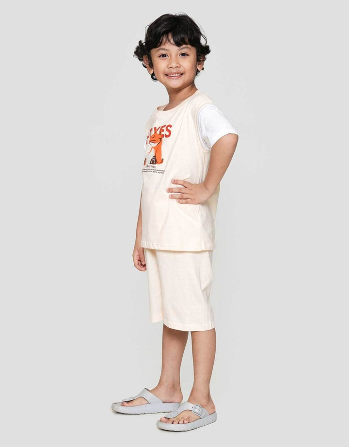 Little M Foxes Sitting Manset Lgn Pakaian Setelan Anak Laki-laki