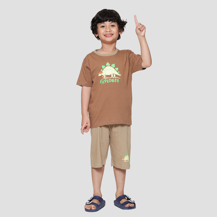 Little M Dino Explorer Pakaian Setelan Anak Laki-laki