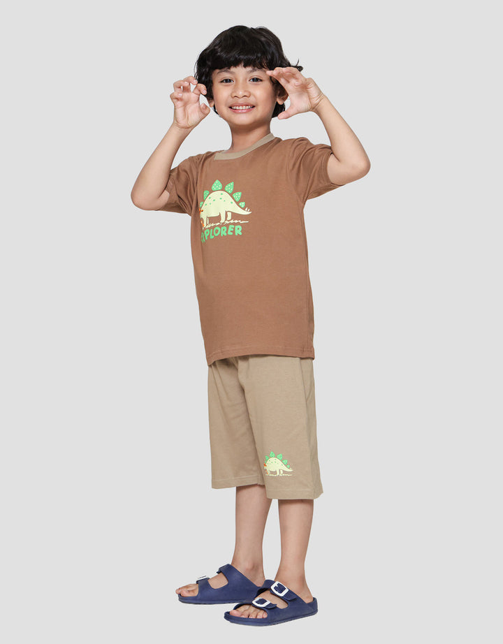 Little M Dino Explorer Pakaian Setelan Anak Laki-laki
