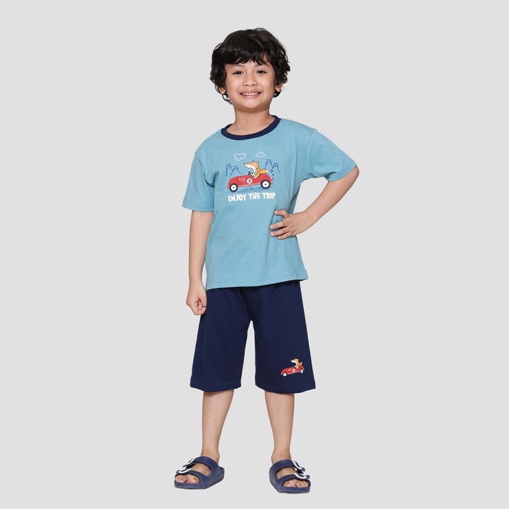 Little M Fox Enjoy The Trip Pakaian Setelan Anak Laki-laki