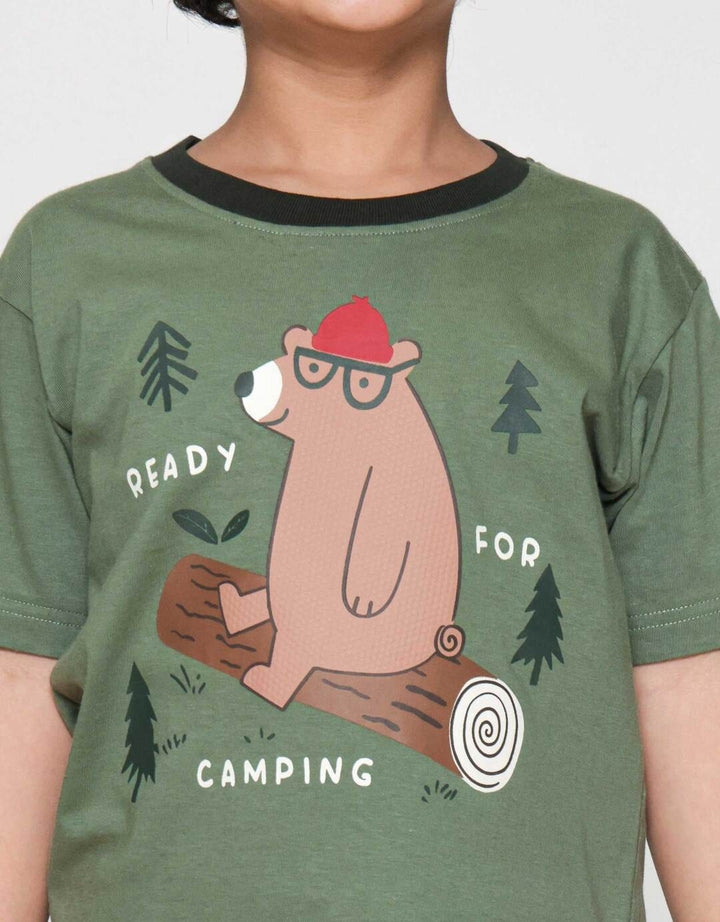 Little M Bear Camping Pakaian Setelan Anak Laki-laki