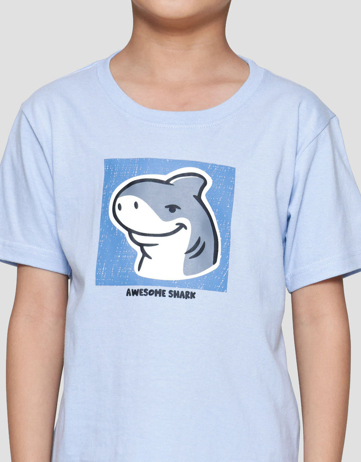 Little M Shark Background Kotak Pakaian Setelan Anak Laki-laki