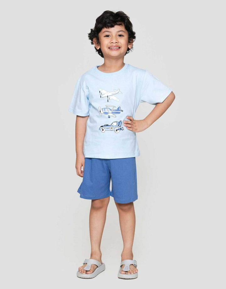 Little M Transport Plane Car Tengah Pakaian Setelan Anak Laki-laki