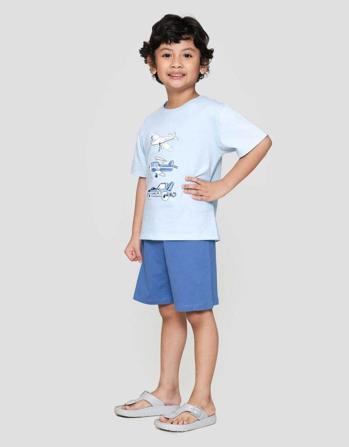 Little M Transport Plane Car Tengah Pakaian Setelan Anak Laki-laki