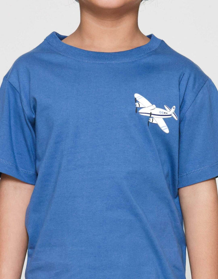 Little M Transport Plane Dada Kiri Pakaian Setelan Anak Laki-laki