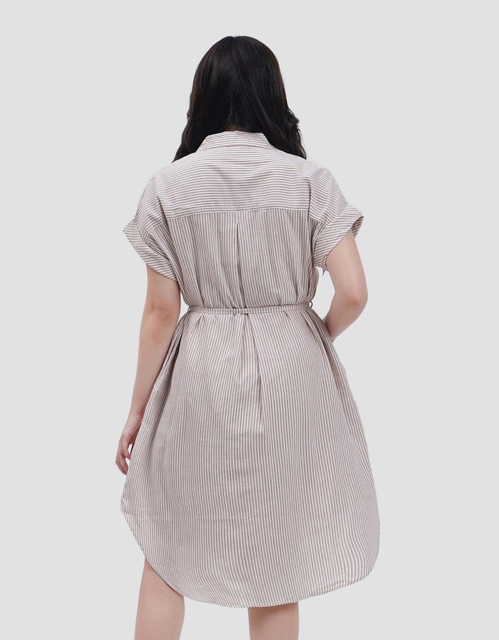 Nevada Stripped Sleeveless Midi Dress Wanita