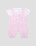 Little M 2Pcs Double Knit Rabbit App Jumpsuit Overall Bayi