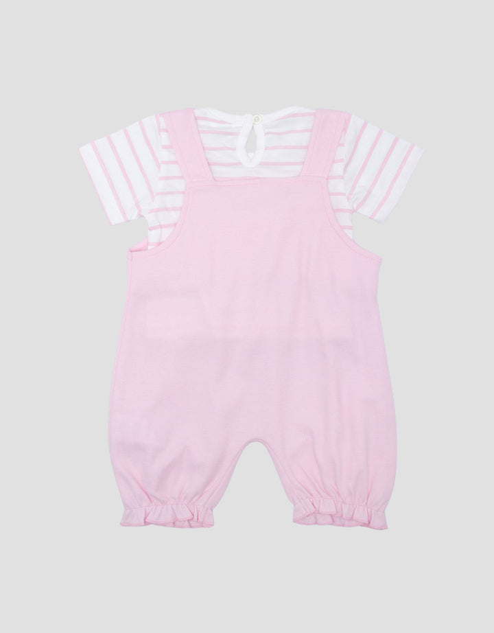 Little M 2Pcs Double Knit Rabbit App Jumpsuit Overall Bayi