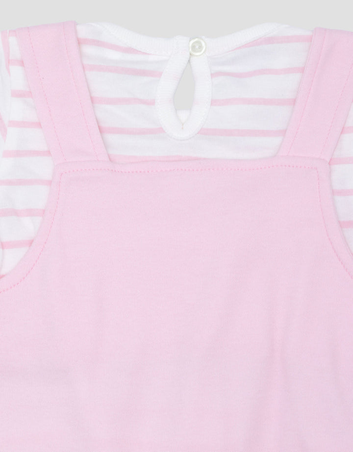 Little M 2Pcs Double Knit Rabbit App Jumpsuit Overall Bayi