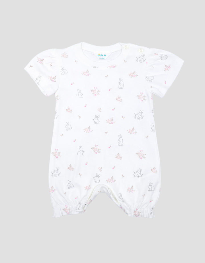 Little M Double Knit Fullprint Rabbit Jumpsuit Romper Bayi