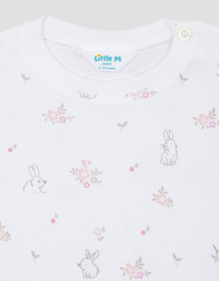 Little M Double Knit Fullprint Rabbit Jumpsuit Romper Bayi