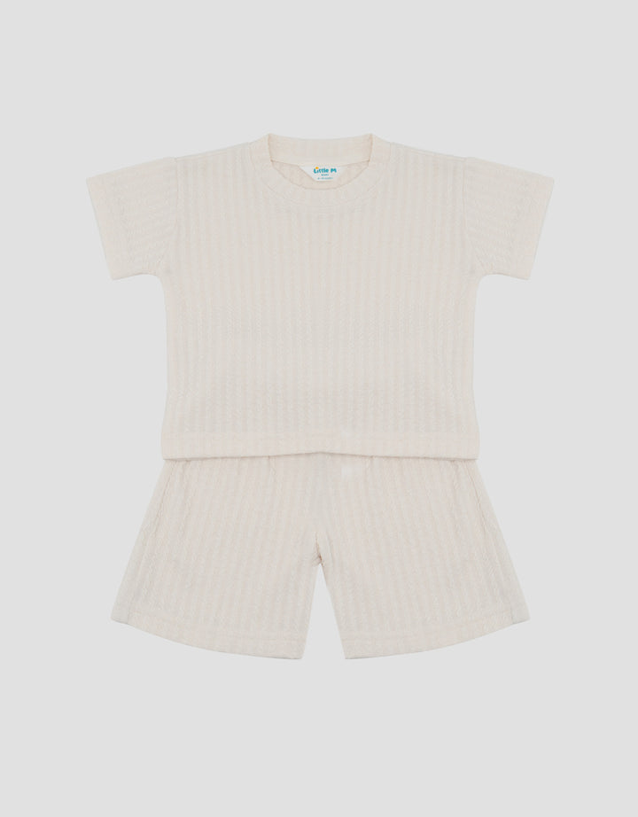 Little M Textured Drop Shoulder Baju Set Bayi