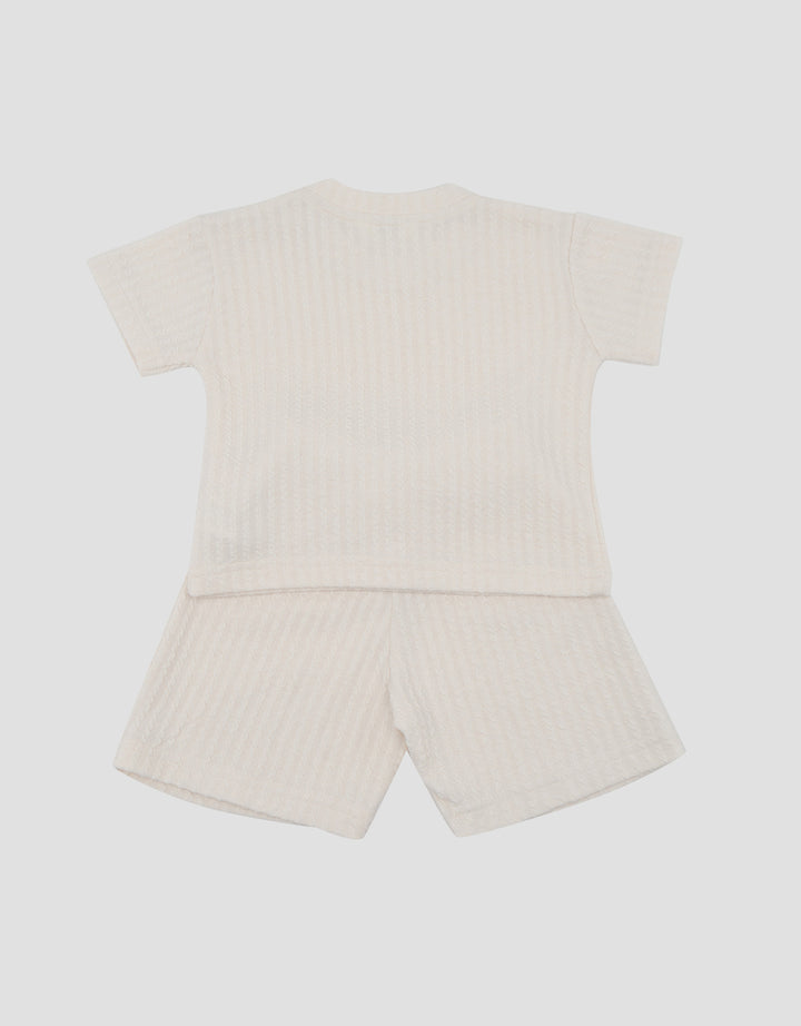 Little M Textured Drop Shoulder Baju Set Bayi