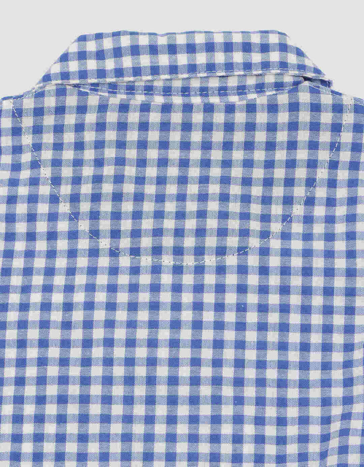 Little M Woven Kotak Yarndyed Pakaian Setelan Bayi