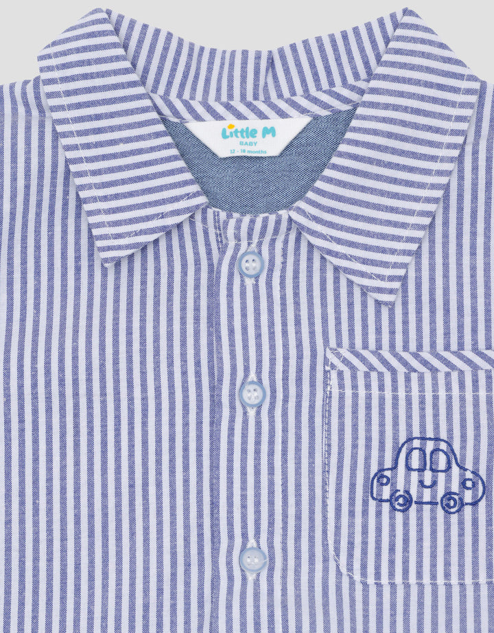 Little M Woven Salur Pakaian Setelan Bayi