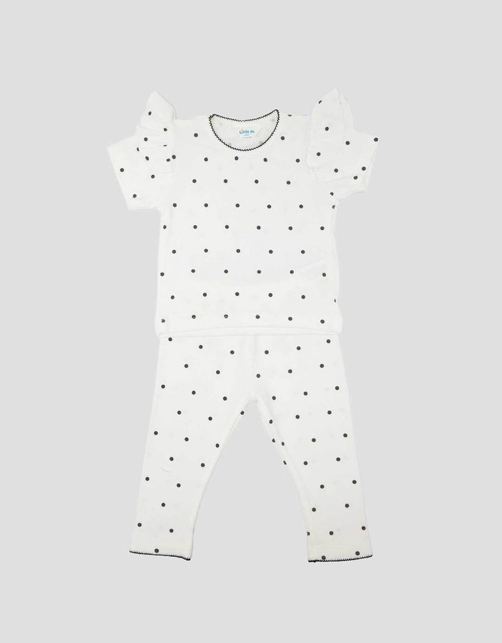 Little M Rib Print Polkadot Pakaian Setelan Bayi