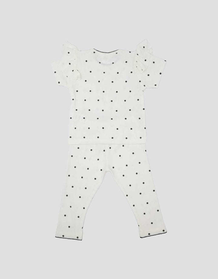 Little M Rib Print Polkadot Pakaian Setelan Bayi
