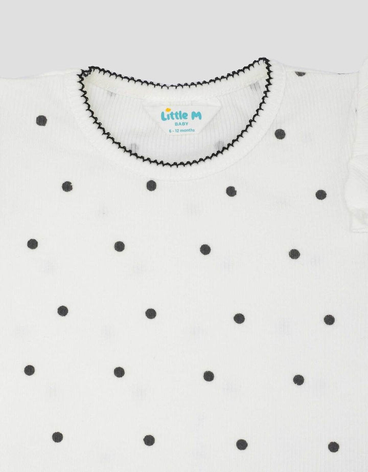Little M Rib Print Polkadot Pakaian Setelan Bayi