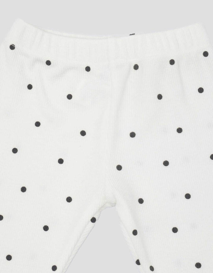 Little M Rib Print Polkadot Pakaian Setelan Bayi