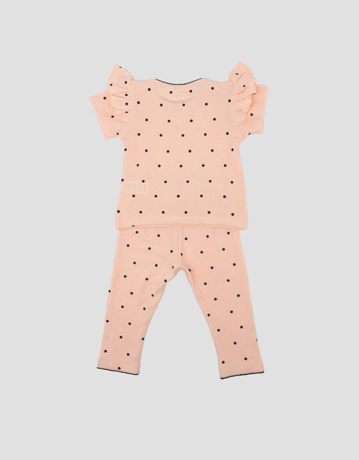 Little M Rib Print Polkadot Pakaian Setelan Bayi