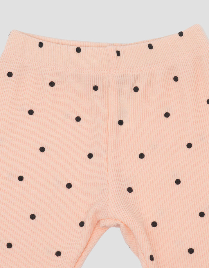 Little M Rib Print Polkadot Pakaian Setelan Bayi