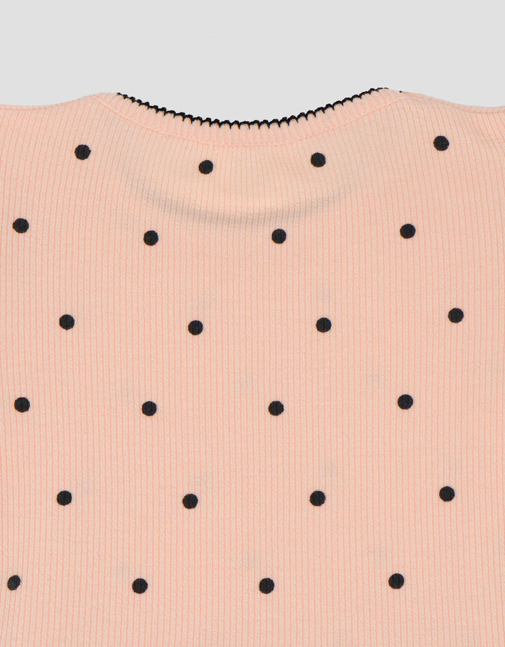 Little M Rib Print Polkadot Pakaian Setelan Bayi