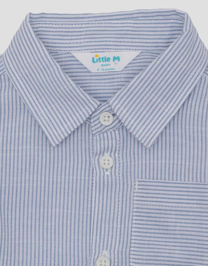 Little M Yarndyed Salur Kemeja Bayi