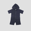 Little M Woven Cringcle With Hoodie Pakaian Set Bayi