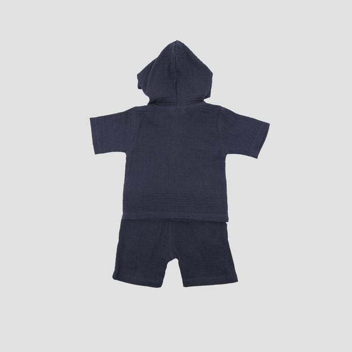 Little M Woven Cringcle With Hoodie Pakaian Set Bayi