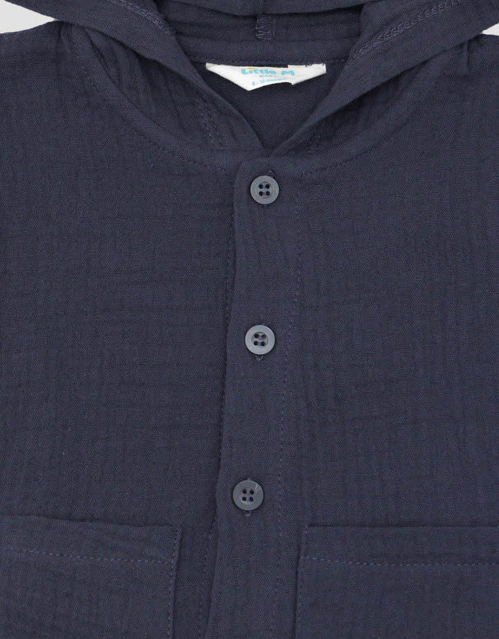 Little M Woven Cringcle With Hoodie Pakaian Set Bayi