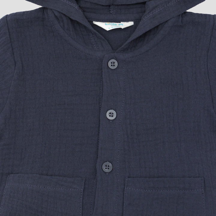 Little M Woven Cringcle With Hoodie Pakaian Set Bayi