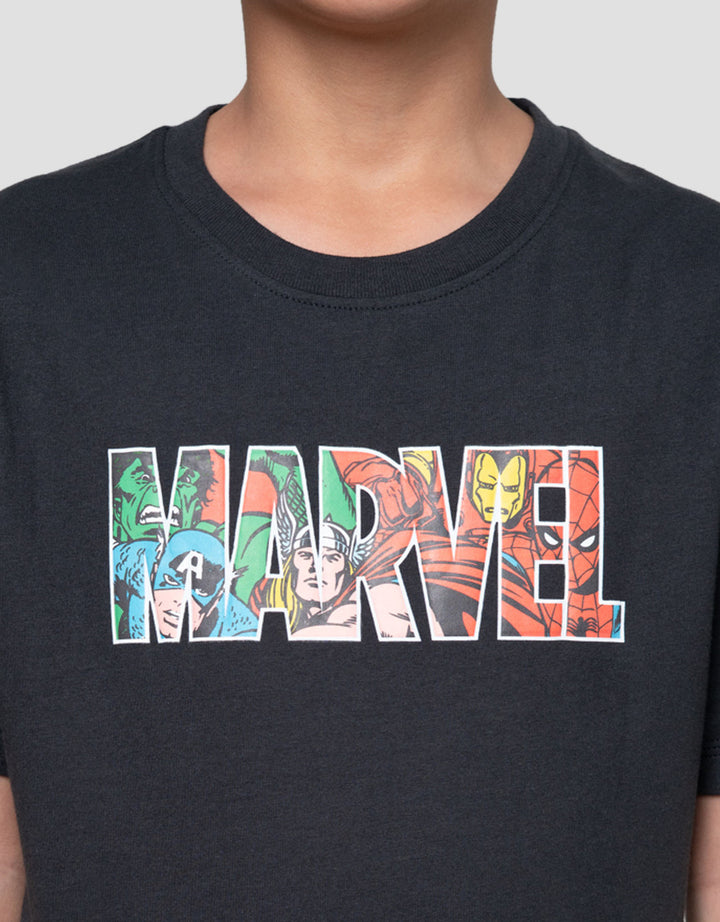 Marvel Logo Tulisan Kaos Anak Laki-laki