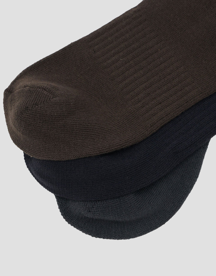 Cole 3 Pk Quarter Socks Rib Solid Color Kaus Kaki Pria