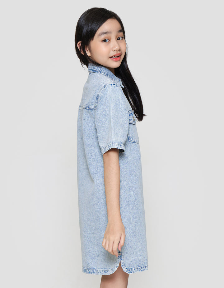 Nevada Kantong Acid Dress Denim Anak Perempuan