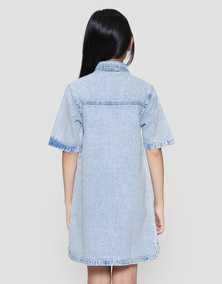 Nevada Kantong Acid Dress Denim Anak Perempuan
