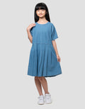 Nevada Denim Bawah Lipit Dress Anak Perempuan