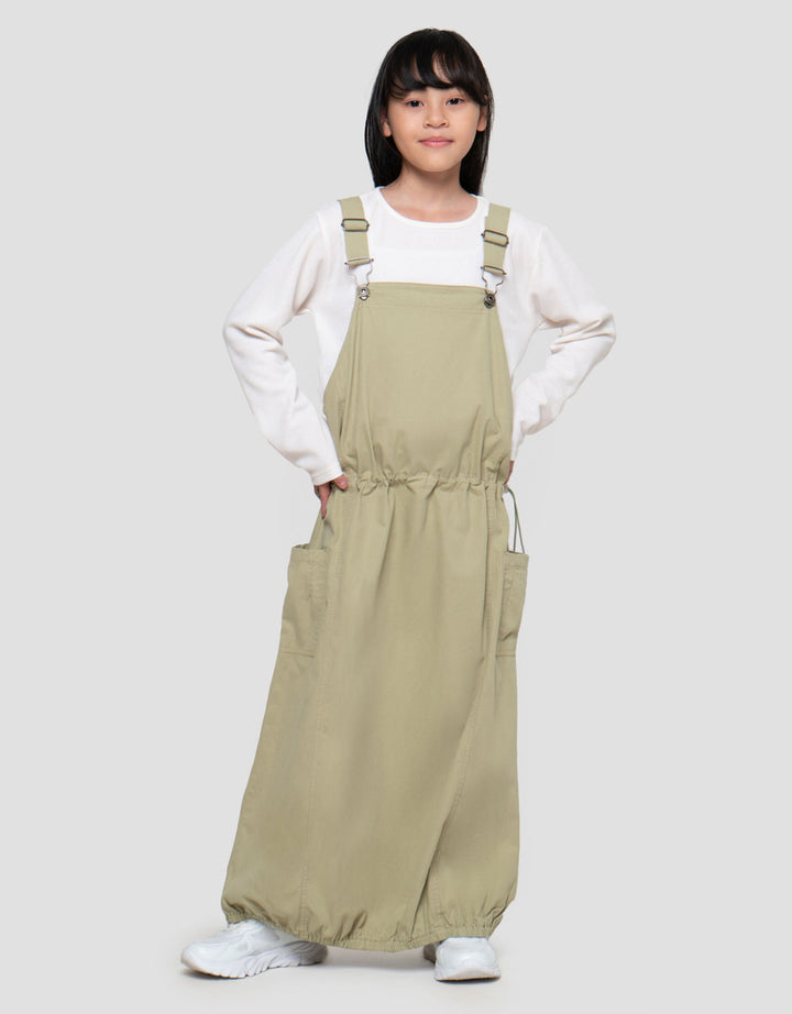 Nevada Woven Overall Pinggang Stopper Maxi Dress Anak Perempuan