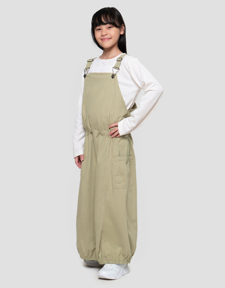 Nevada Woven Overall Pinggang Stopper Maxi Dress Anak Perempuan