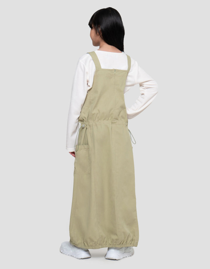 Nevada Woven Overall Pinggang Stopper Maxi Dress Anak Perempuan